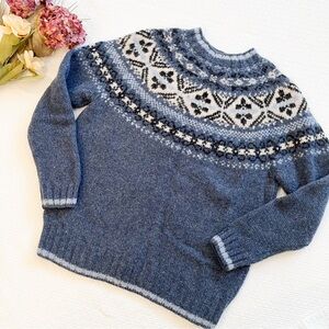 Eddie Bauer Legend Nordic Fair Isle 100% Wool Pullover Sweater Women’s Large